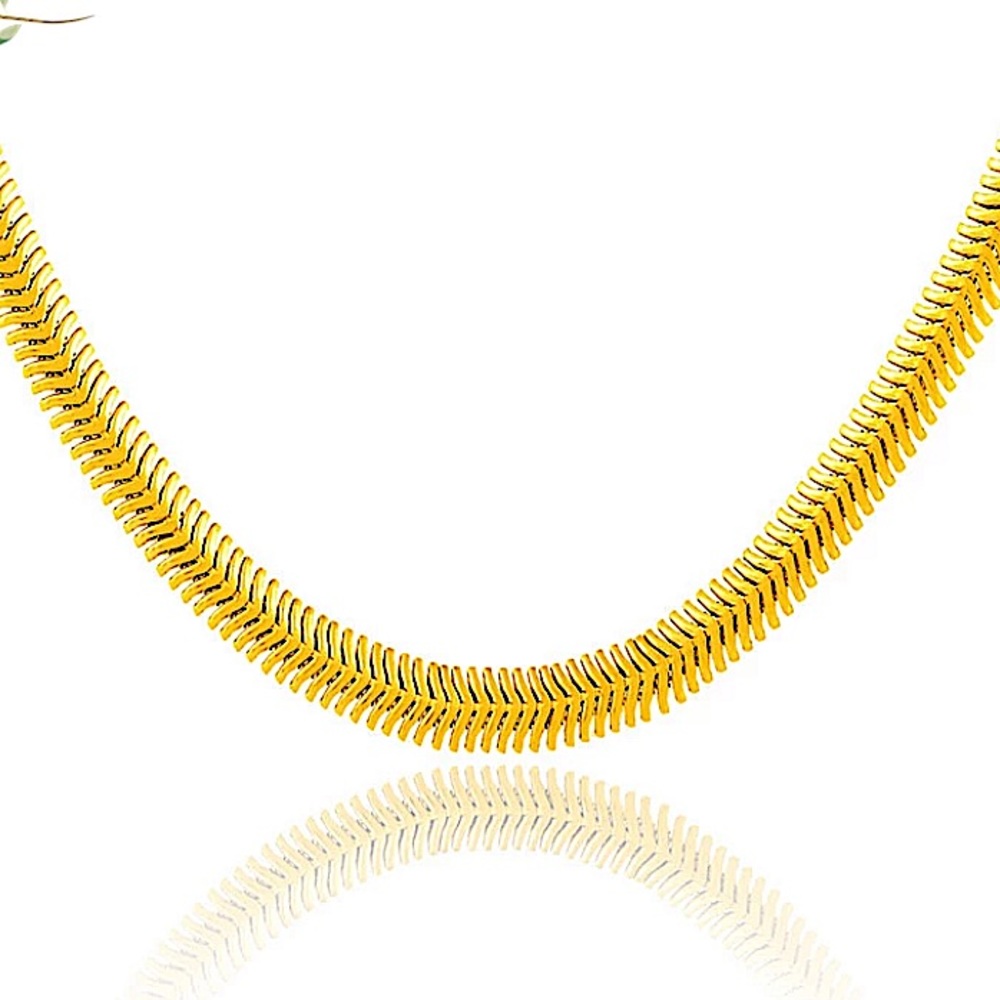 Gold Plated Snake Flat Chain Necklace - Picture 3 of 4